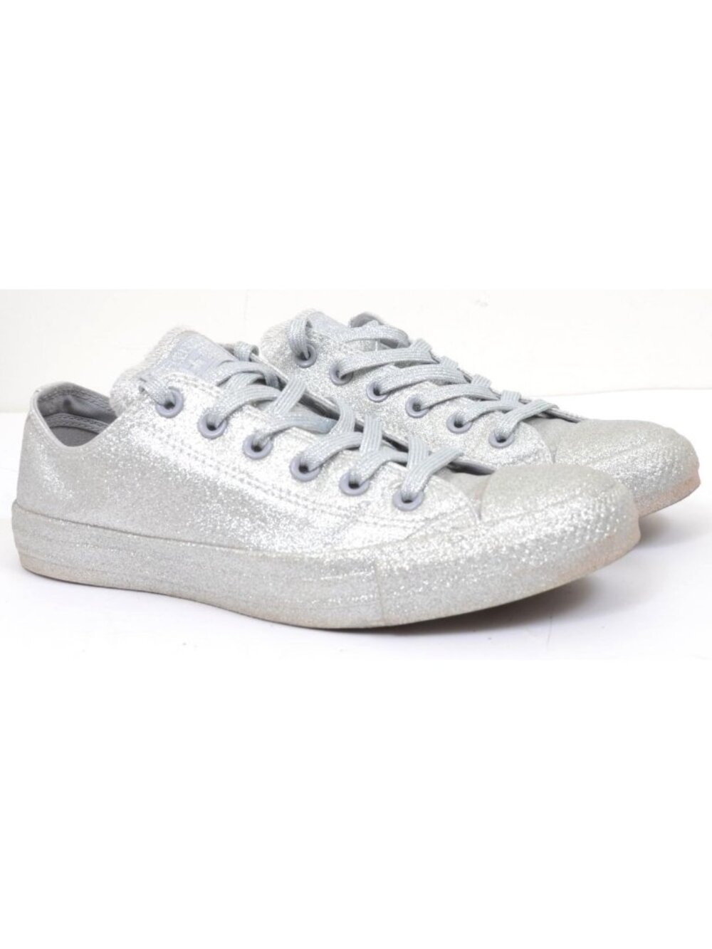 Converse Chuck Taylor All Star Sneakers Silver Glitter Men's 7 Women's 9 Lo Top